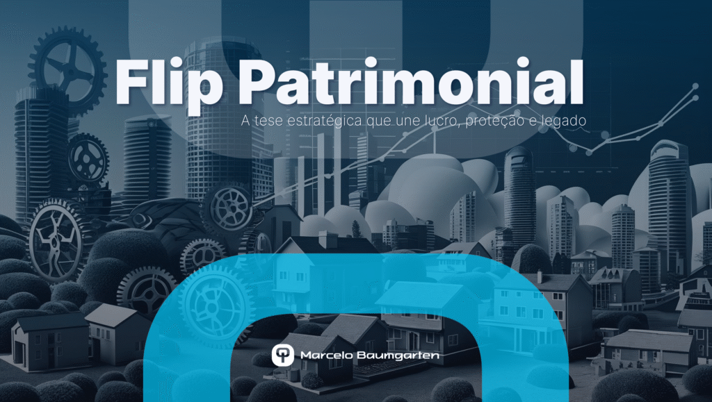Representação simbólica do Flip Patrimonial: um ciclo estratégico que transforma ativos em lucro, proteção e legado.